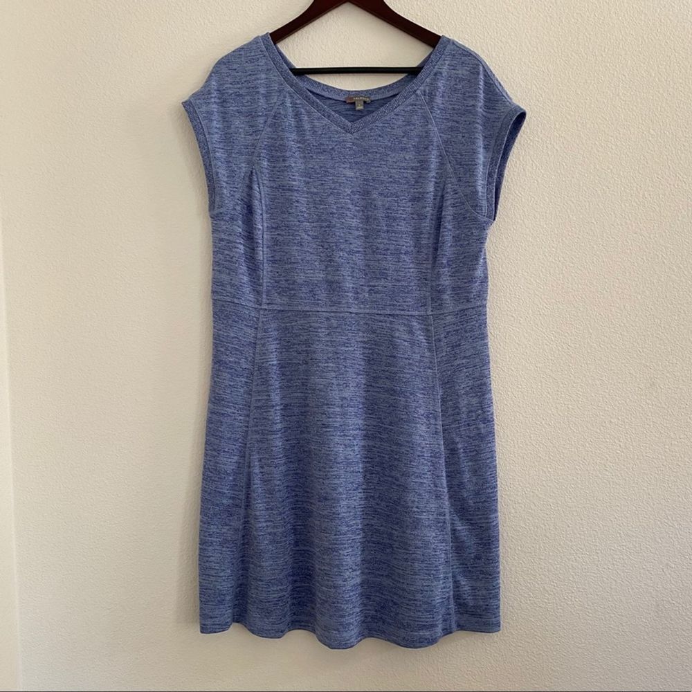 TALBOTS V-Neck Knit Sweater Dress Sz L Blue